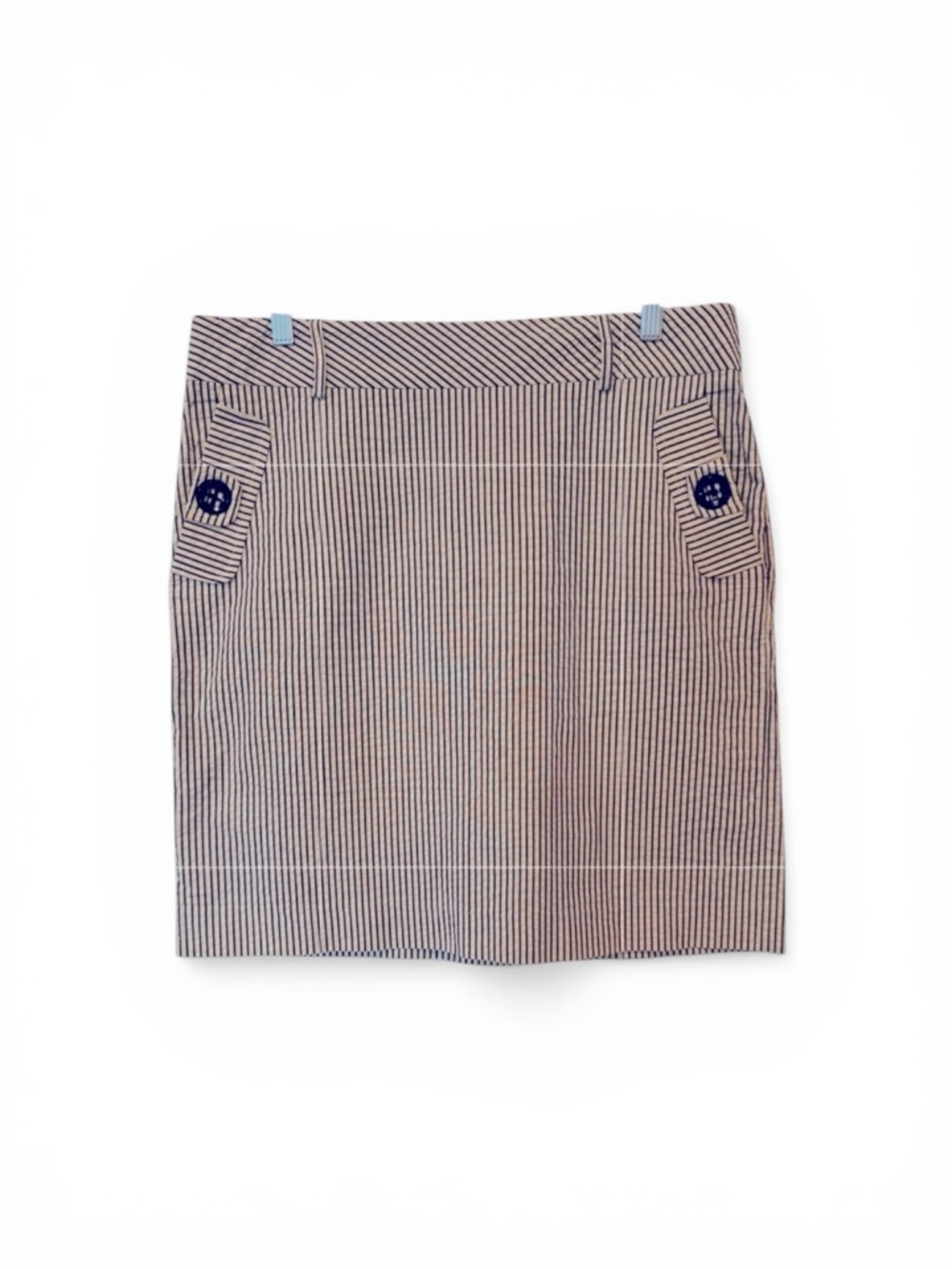Elliott Lauren Black and Cream Pinstriped Seersucker Mini Skirt Size 8